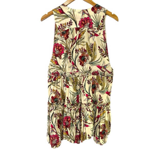Free People Haze Floral Printed Tunic Tank Size Small Neutral Multi Hummingbird - Picture 7 of 9